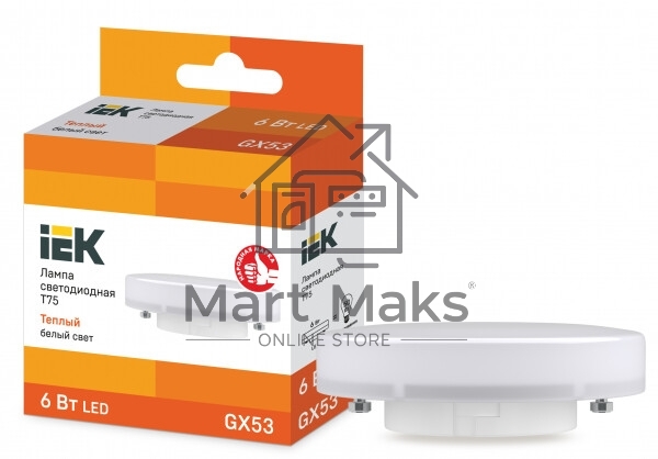 Лампа светодиодная LED 6Вт GX53 220В 3000К T75 таблетка  LLE-T80-6-230-30-GX53  IEK
