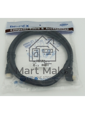 Кабель HDMI 2м, 19pin to 19pin, 1 угловой разъем, черный 