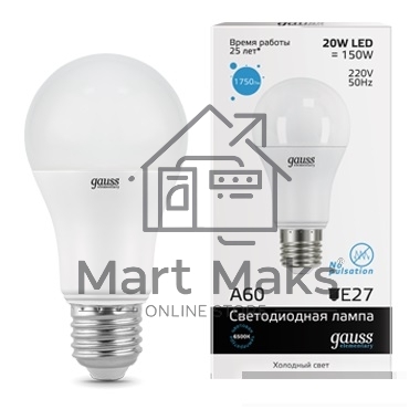 Лампа GAUSS LED Elementary 23239A60 20W E27 6500K 1/10/40 груша