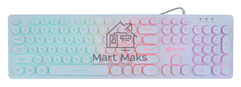 Клавиатура Oklick 420MRL 1091227 проводная, USB, белый
