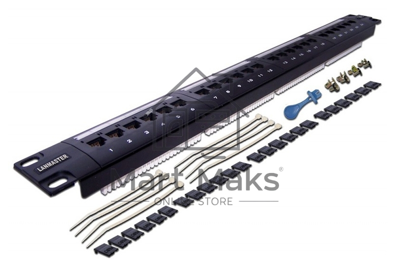 Патч-панель LANMASTER 24 порта, UTP, кат.6, 1U