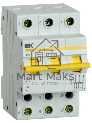 Выключатель-разъединитель трехпозиционный 3п ВРТ-63 63А IEK MPR10-3-063