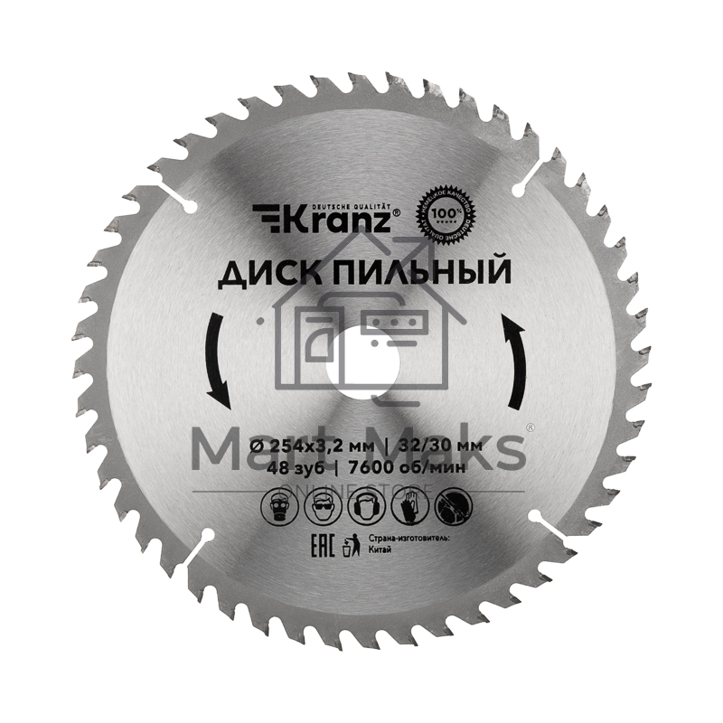 Диск пильный 254 мм х 48 зуб х 32/30 мм Kranz