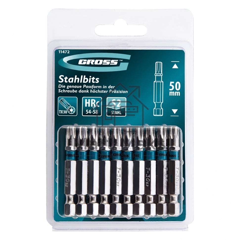 Набор бит TORX 30х50, сталь S2, 10 шт. Gross