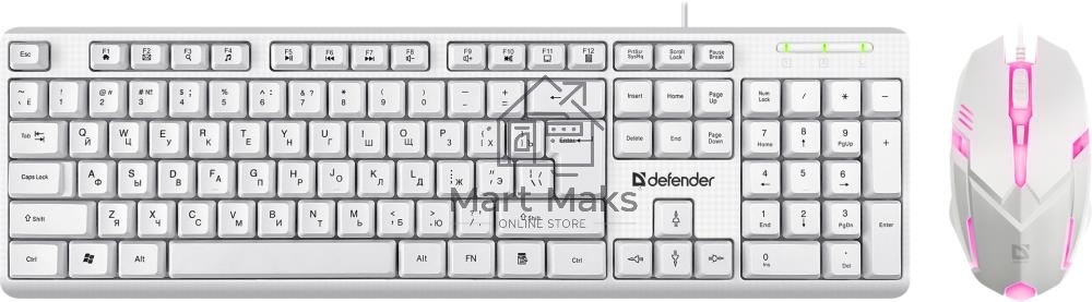 Клавиатура + мышка Defender LINE MOTION C-977 RU WHITE