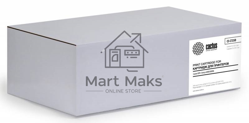 Картридж лазерный Cactus CS-C725D черный (1600 стр.) x2уп. для Canon LBP i-Sensys 6000/6000b