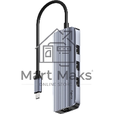 USB-концентратор CUDY UH606, USB Type-C, HDMI + RJ-45 + USB, USB Type-C