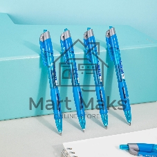 Ручка гелевая автоматическая Deli Arris EG08-BL прозрачный/голубой, d=0.5мм, синие чернила, резиновая манжета