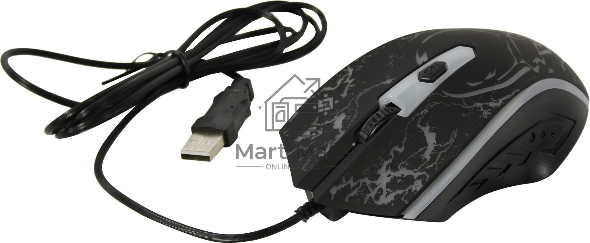 Мышь проводная Defender Overmatch GM-069 черный, 2400 dpi, USB, кнопки - 4