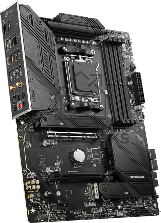 Материнская плата MSI MAG B650 TOMAHAWK WIFI, AM5, AMD B650, 4xDDR5, 6xSATA, 3xM.2, 1xPCI-E 4.0 x16, 1xPCI-E 4.0 x2, 1xHDMI, 1xDisplayPort, 1xUSB Type-C, 1x2.5Gb LAN, 2xUSB-A 2.0, 3xUSB-A 3.2 Gen 1, 3xUSB-A 3.2 Gen 2, 5x3.5 мм, 7.1, Standard-ATX