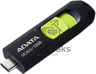 Флешка USB R/W ADATA R/W 32Gb Type-C UC300 ACHO-UC300-32G-RBK/GN USB3.2 черный/зеленый