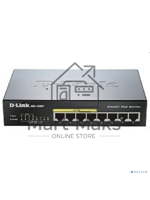 Коммутатор Unmanaged Switch with 8 10/100/1000Base-T ports (4 PoE ports 802.3af/802.3at (30 W), PoE Budget 68).8K Mac address, Auto-sensing, 802.3x Flow Control, Stand-alone, Auto MDI/MDI-X for each port, D-link Green technology, Metal case.Manual + Exter