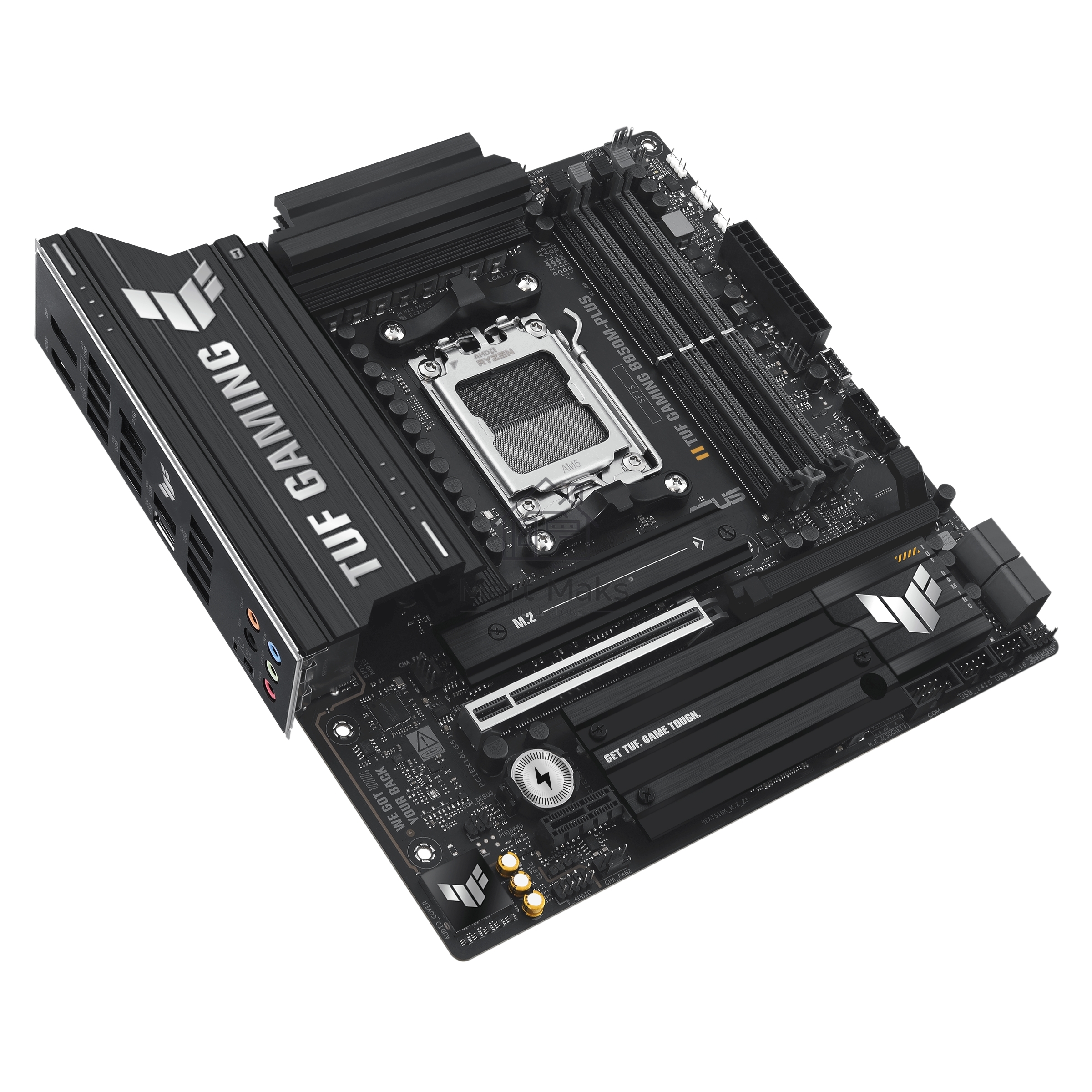 Материнская плата ASUS TUF Gaming B850M-Plus, AM5, AMD B850, 4xDDR5, 4xSATA, 3xM.2, 1xPCIe 5.0 x16, 1xPCIe 4.0 x4, 1xPCIe x1, 1xDP, 1xHDMI, 1x2.5Gb LAN, 4xUSB 2.0, 4xUSB 3.2 Gen 1, 3xUSB 3.2 Gen 2, 1xUSB-C, 3x3.5 мм, 7.1, mATX