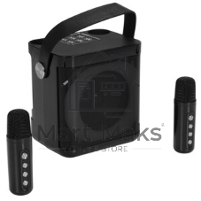 Переносная караоке система TRS2406 iconBIT K702B Колонка 10Вт, 2 микрофона Bluetooth, подсвктка, с аккумулятор в колонке 1500mAh и микрофонах, 16*12*16.7 CM, черный