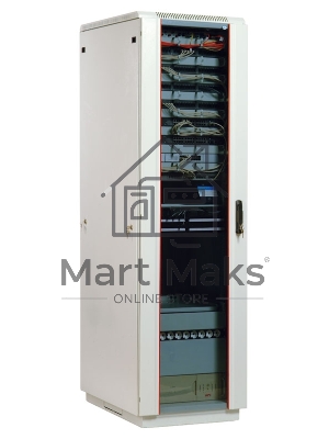 Шкаф телеком. напольный 42U (600x600) дверь стекло (ШТК-М-42.6.6-1ААА) (3 коробки)