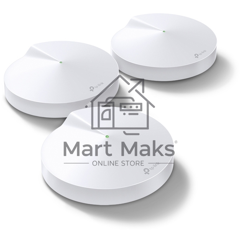 Маршрутизатор TP-Link TP-Link DECO M5(3-PACK) AC1300 Домашняя Wi-Fi система, чипсет Qualcomm, два диапазона (Dual-Band), поддержка стандартов 802.11ac/a/b/g/n, 717 МГц четырёхъядерный процессор, Bluetooth 4.2, 2 гигабитных порта Ethernet, 1 порт USB Type-