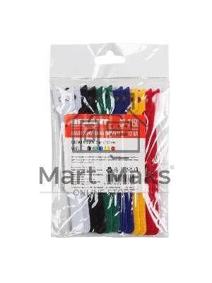 Набор хомутов-стяжек многоразовых на липучке Rexant 150х12 мм, цветная, упаковка 12 шт.
