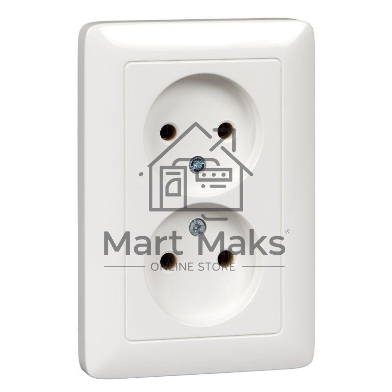 Розетка WESSEN RS16-235-BХИТ белый 2-ая б/з 10А скрытый монтаж