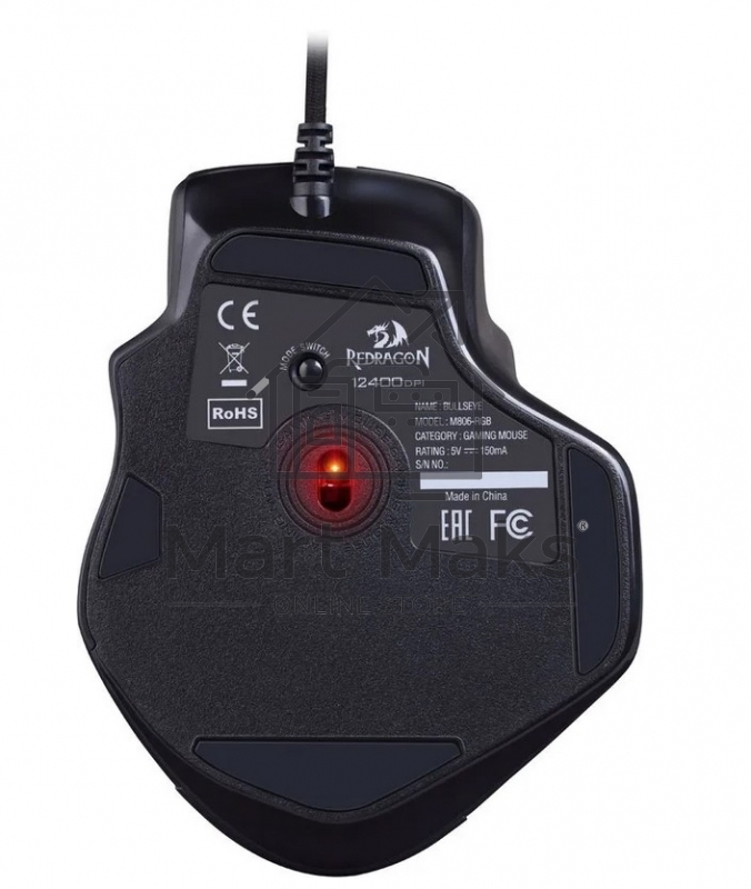 Мышь проводная Defender Redragon Bullseye черный, 12400 dpi, USB, кнопки - 8