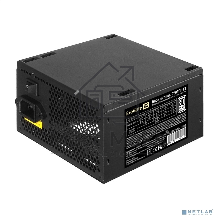 Блок питания ExeGate 750PPH-LT-OEM RTL (EX292341RUS-OEM), 750Вт, 80 PLUS, 120мм, черный