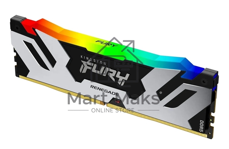 Оперативная память Kingston Fury Renegade, DDR5, 16GB (1x16GB), 8000MHz, CL38, DIMM, с радиаторами, RGB, серебристый/черный