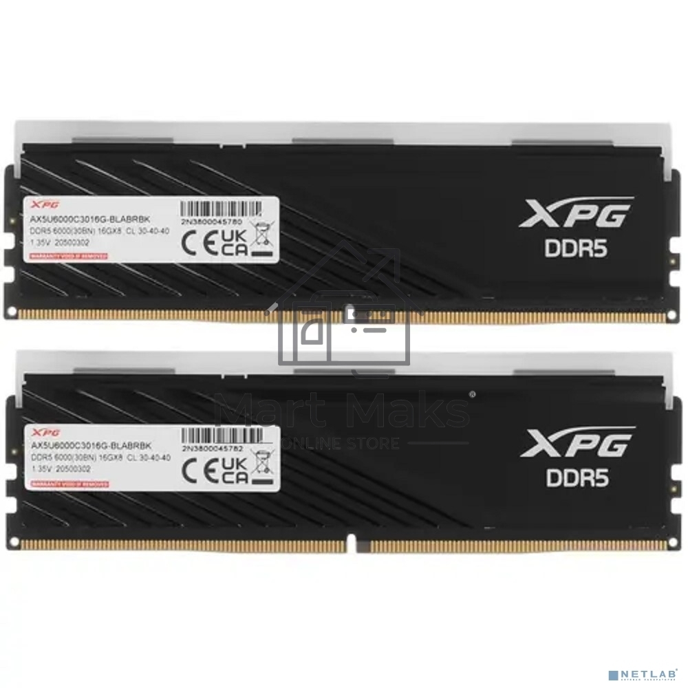Оперативная память XPG Lancer Blade, DDR5, 32GB (2x16GB), 6000MHz, CL30, DIMM, с радиаторами, RGB, черный