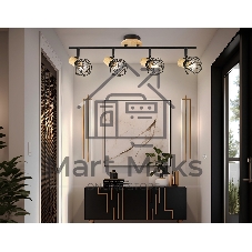 Светильник Ambrella light TR8754/4 BK/WD черный/дерево IP20 E27/4 615*115*200
