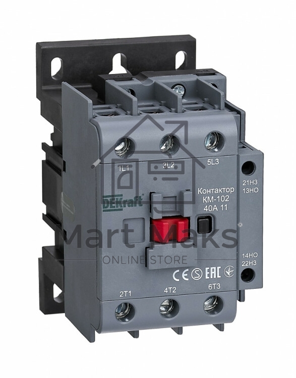 Контактор 40А 220В/230В АС3 АС4 1НО+1НЗ КМ-102 DEKraft