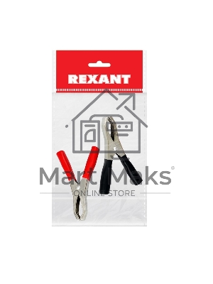 Зажим крокодил Rexant, длина 98 мм, ток 50A, 2 шт., пакет БОПП