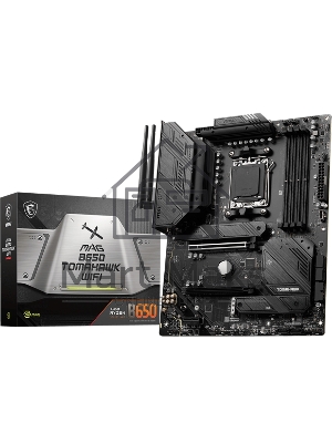 Материнская плата MSI MAG B650 TOMAHAWK WIFI, AM5, AMD B650, 4xDDR5, 6xSATA, 3xM.2, 1xPCI-E 4.0 x16, 1xPCI-E 4.0 x2, 1xHDMI, 1xDisplayPort, 1xUSB Type-C, 1x2.5Gb LAN, 2xUSB-A 2.0, 3xUSB-A 3.2 Gen 1, 3xUSB-A 3.2 Gen 2, 5x3.5 мм, 7.1, Standard-ATX