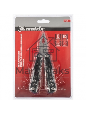 Мультитул Matrix, 13 функций, авторазжим, в чехле, 165 мм