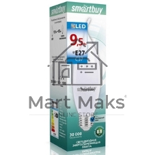 Лампа светодиодная Smartbuy-C37-9,5W/6000/E27