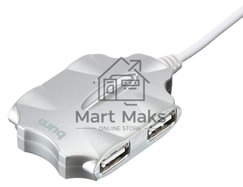 Разветвитель USB 2.0 Buro BU-HUB4-0.5-U2.0-Candy 4порт. серебристый