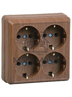 Розетка Iek ERO41-K04-16-DC РС24-3-ОД 4местн. с з/к 16А откр.уст. ОКТАВА (дуб)