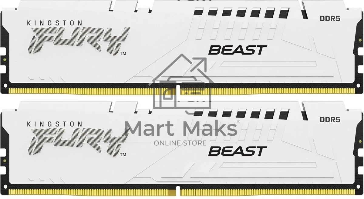 Оперативная память Kingston Fury Beast, DDR5, 32GB (2x16 GB), 5600 MHz, CL36, DIMM, радиатор, белый