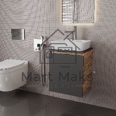 Тумба Bau Dream Blackwood 50 графит, раковина BAU Cerama 48х37 белая, смеситель Hotel Dream, нерж. сталь