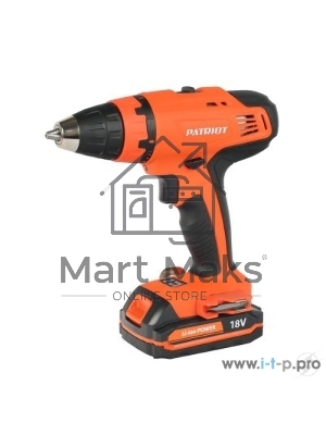 Дрель-шуруповерт аккумуляторная PATRIOT BR 180Li Li-ion, 18В, 1.5 Aч, 52 Нм, 2 АКБ, кейс