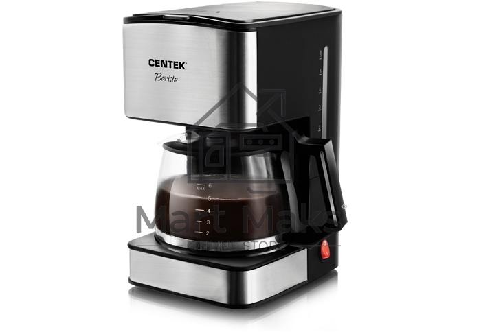 Кофеварка капельная Centek CT-1144 серебристый/черный, исп. кофе - молотый, 0.8 л, 680 Вт.