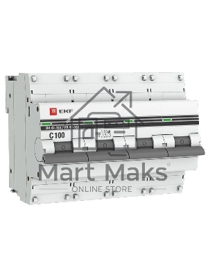 Выключатель автоматический модульный 4п C 100А 10кА ВА 47-100 PROxima EKF mcb47100-4-100C-pro