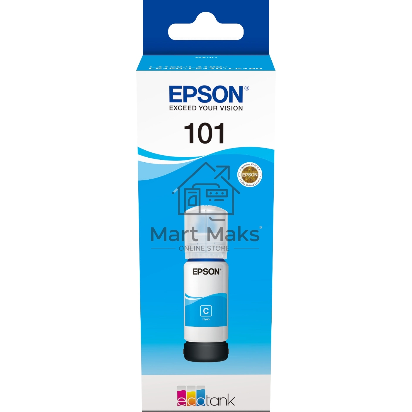 Картридж струйный Epson L101 C13T03V24A синий (70мл) для Epson L4150/L4160/L6160/L6170/L6190
