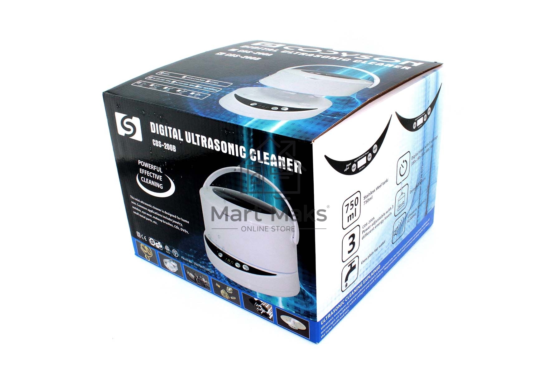 Ультразвуковая ванна Codyson CDS-200B белый, 0,75 л, 50 Вт