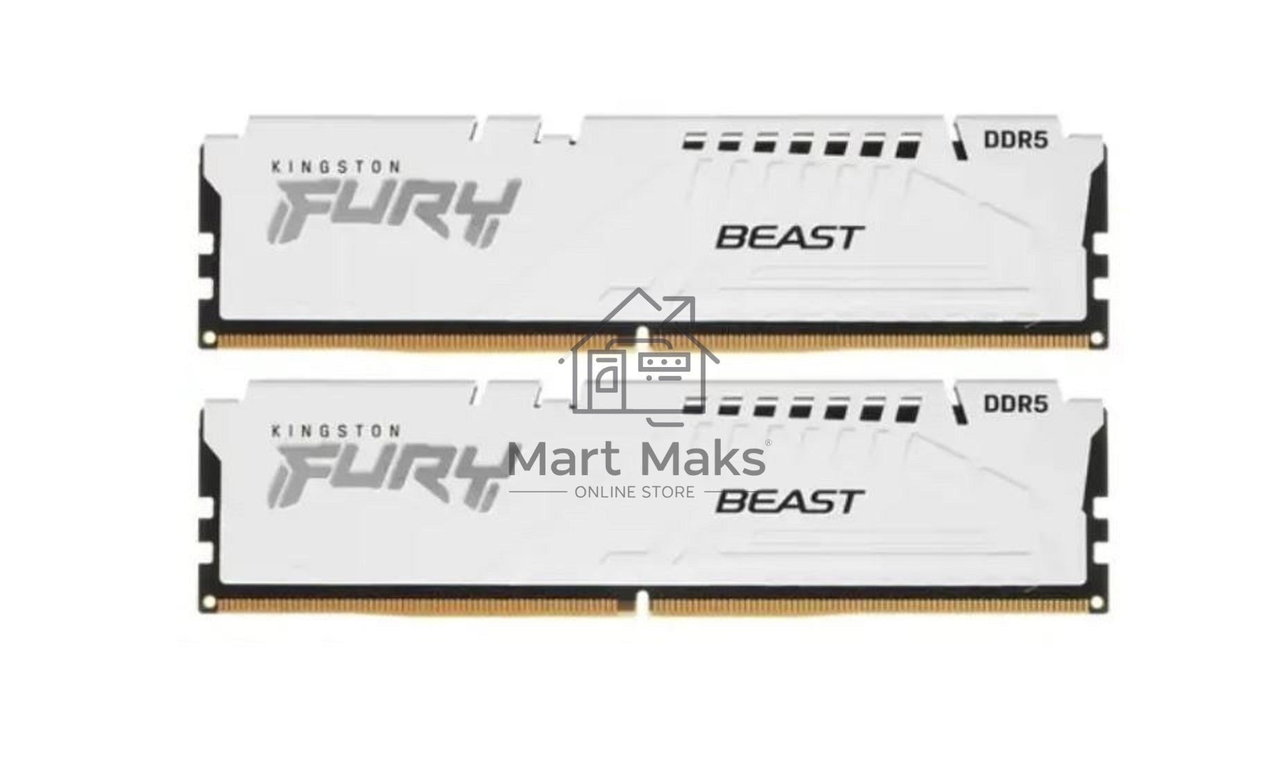 Оперативная память Kingston Fury Beast, DDR5, 32GB (2x16GB), 5600MHz, CL40, DIMM, с радиатором, белый