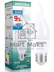 Лампа светодиодная Smartbuy-C37-9,5W/6000/E27