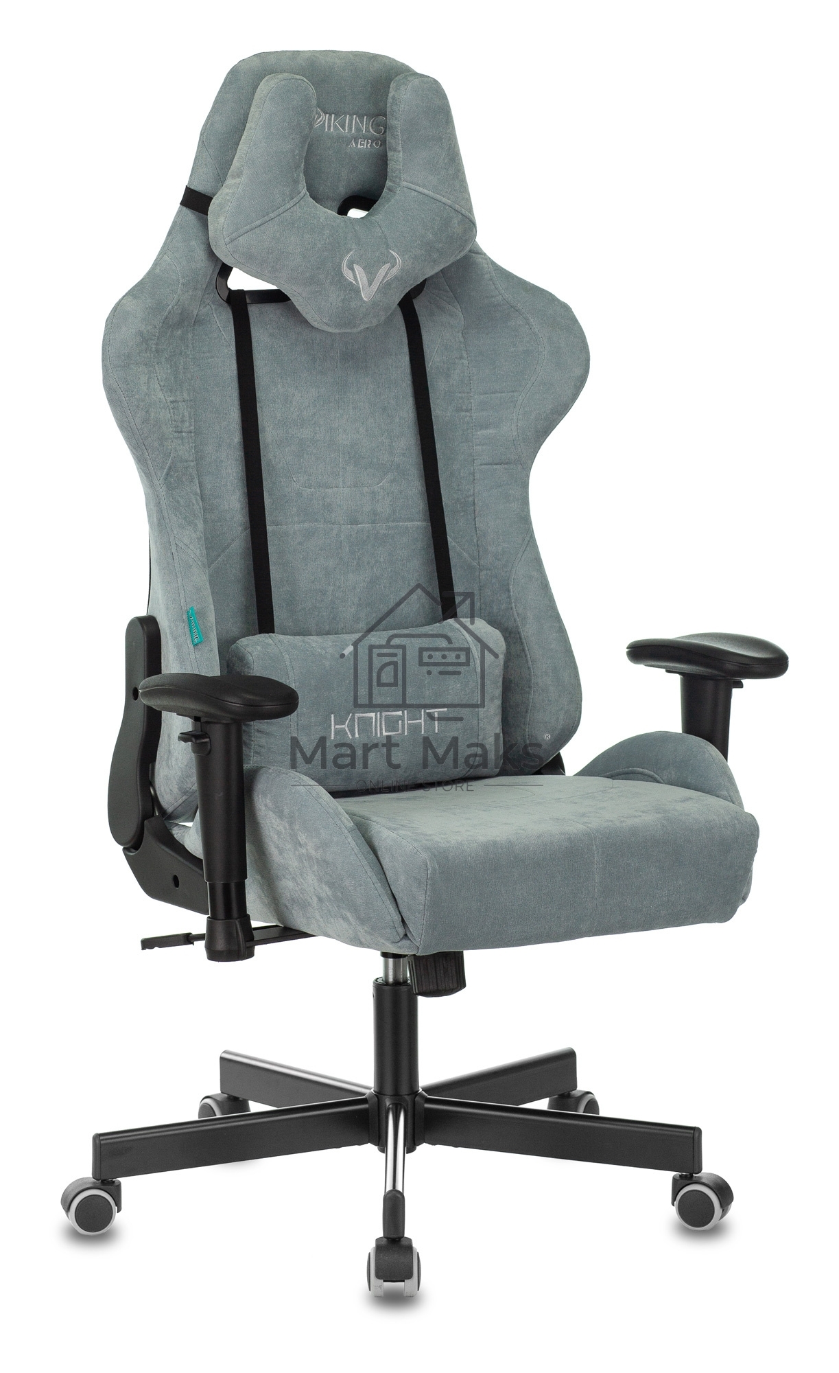 Кресло игровое Бюрократ VIKING KNIGHT LT28 FABRIC серо-голубой крестовина металл/пластик