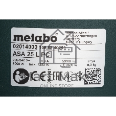 Пылесос строительный Metabo ASA 25 L PC 602014000 Пылесос 1250вт,розетка,ручн.очистка, бак 25л, вес 8.3 кг
