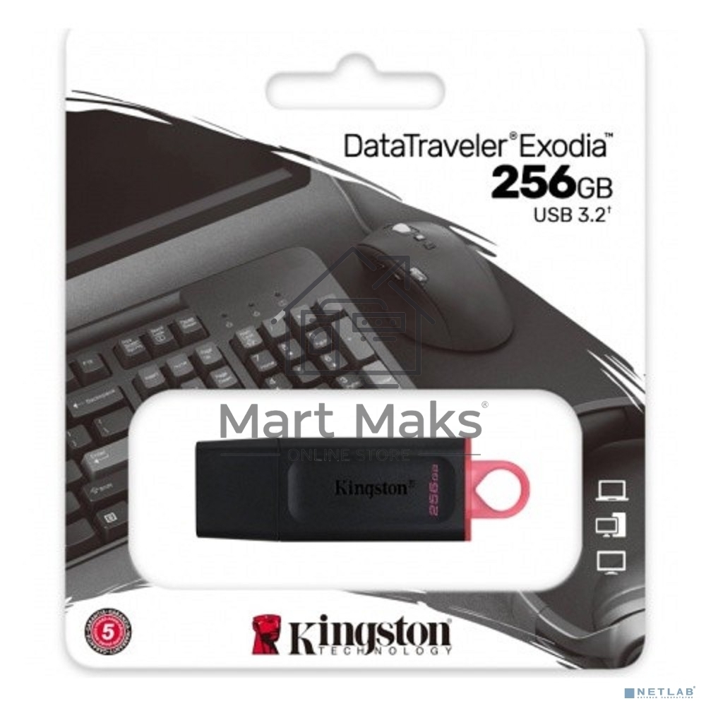 Флешка USB R/W R/W Kingston 256GB USB3.2 Gen1 DataTraveler Exodia (Black + Pink)