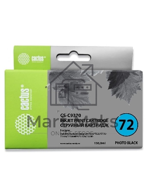 Картридж струйный Cactus CS-C9370 №72 фото черный (130 мл.) для HP DJ T610/T620/T770/T1100/T1100/T1120/T1200