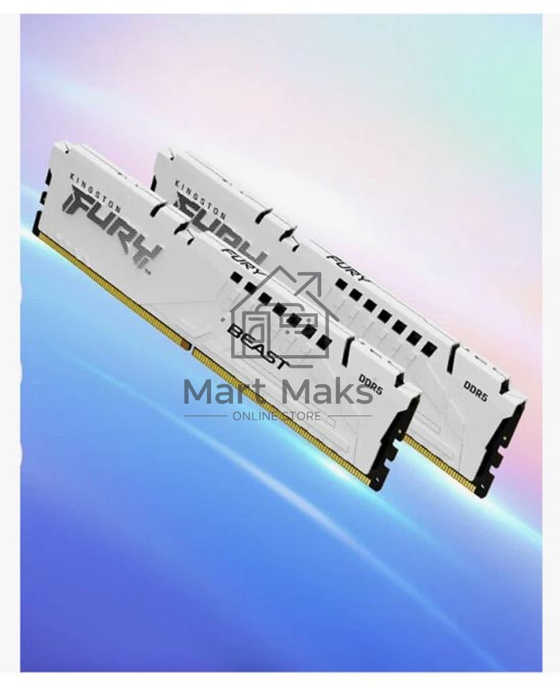 Оперативная память Kingston Fury Beast, DDR5, 32GB (2x16GB), 5600MHz, CL40, DIMM, с радиатором, белый