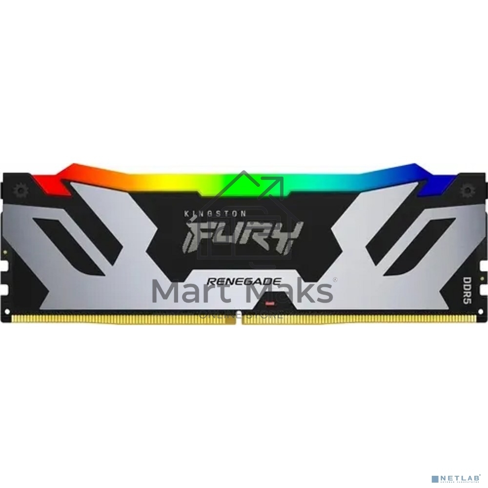 Оперативная память Kingston Fury Renegade, DDR5, 16GB (1x16GB), 8000MHz, CL38, DIMM, с радиаторами, RGB, серебристый/черный