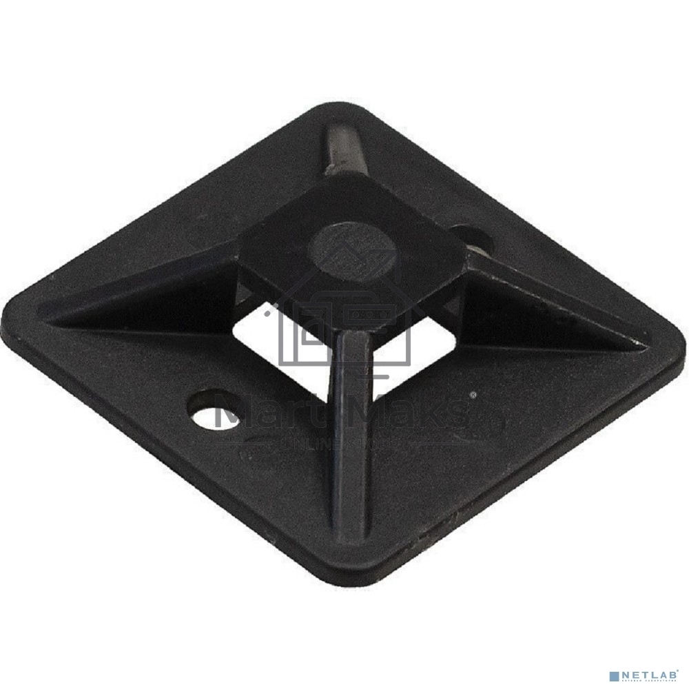 Самоклеющаяся площадка для крепления стяжек ExeGate EX293144RUS STM2525B-100 (25х25 мм, halogen free, -40°C - +85°C, черная, 100 шт)